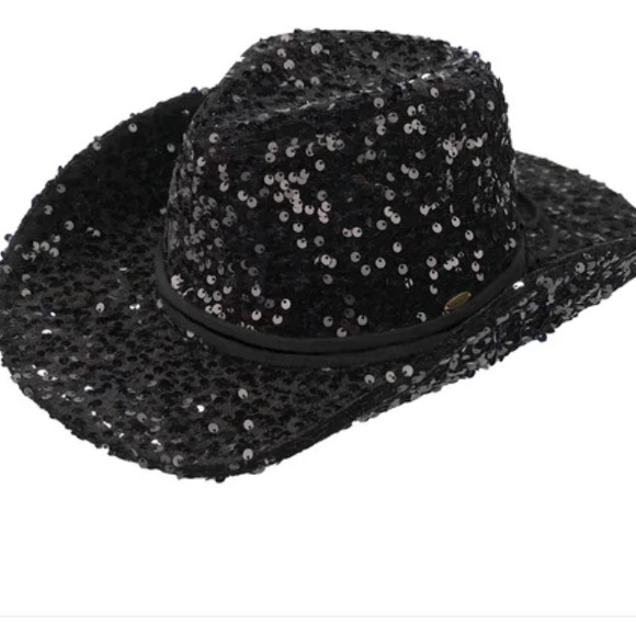 C.C Sequin Mesh Cowboy Hat Black BNWT - Picture 1 of 8